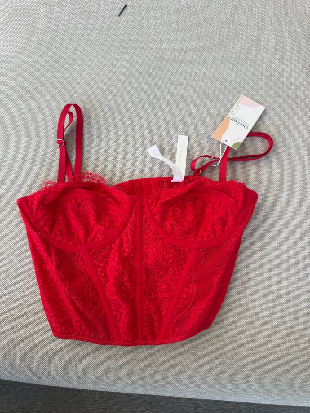 Amazon Red Lace Longline Bustier Bralette with Adjustable Straps